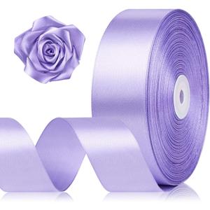 1-1/2 Inch 100 Yards Light Purple Satin Ribbon, Lavender Solid Fabric Ribbon Roll for Flower Bouquet, Gift Wrapping, Roses Making, Handmade Crafts
