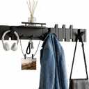 Mid Century Modern Walnut Foldable Entryway Wall Coat Hanger Hook with Shelf,Heavy Duty Wooden Piano Hidden Towel Hooks for Bathroom,Wall Rack for Purse&Key&Mail,Home Decor (Black, 9 Hooks)