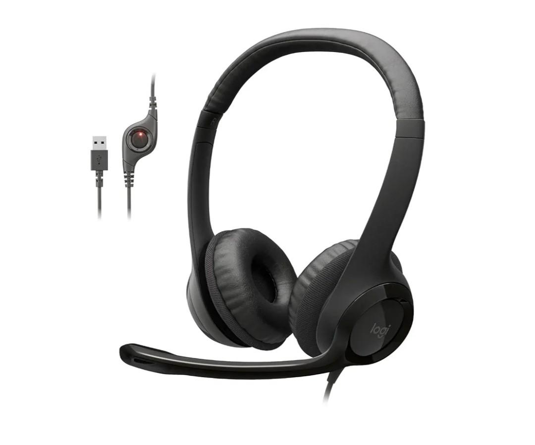 Logitech H390 Wired Headphones with Mic, USB Headset with Microphone for PC, Noise Cancelling Microphone for Video Meetings, Music, Gaming - Black