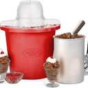 Nostalgia Electric Ice Cream Maker  Parlor Style, Old Fashioned Soft Serve Ice Cream Machine Makes Frozen Yogurt or Gelato in Minutes - Fun Kitchen Appliance  Red - 4 Quart