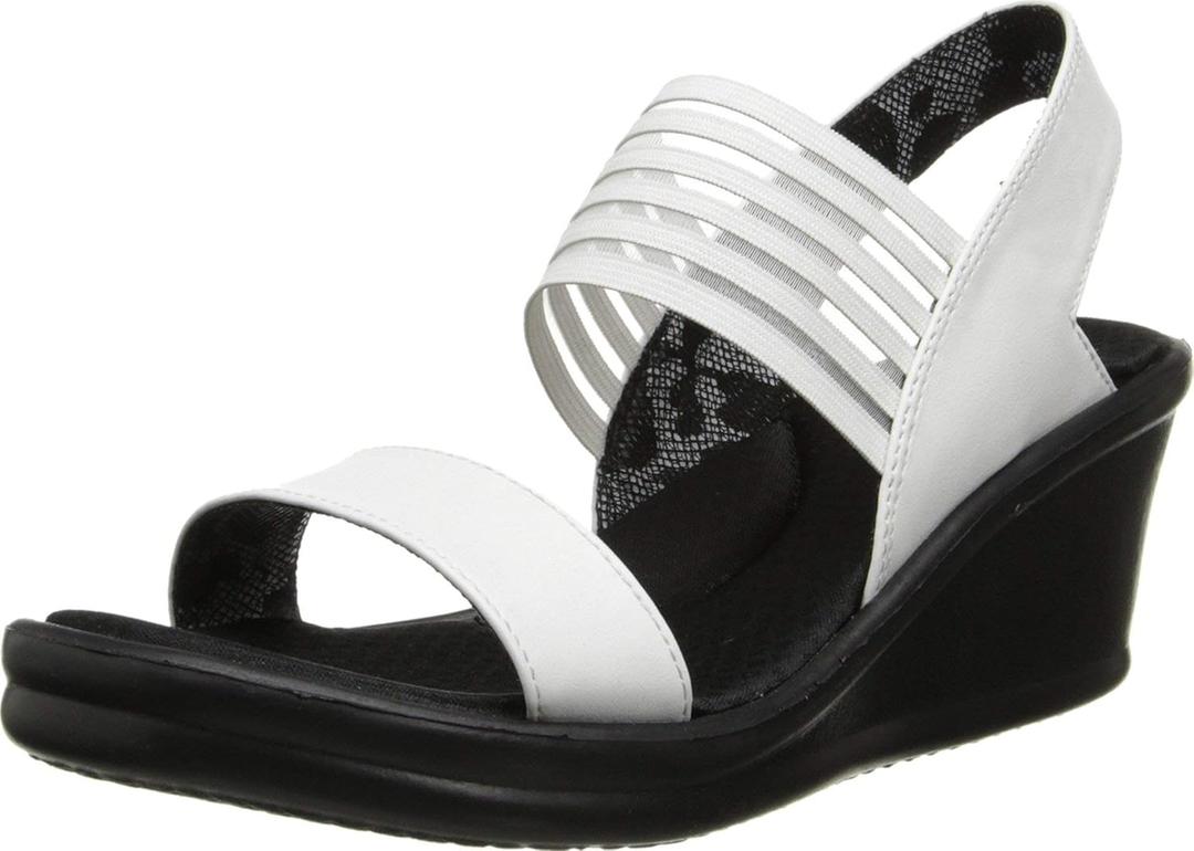 Skechers Cali Women's Rumblers Sci-Fi Wedge Sandal (8, White)