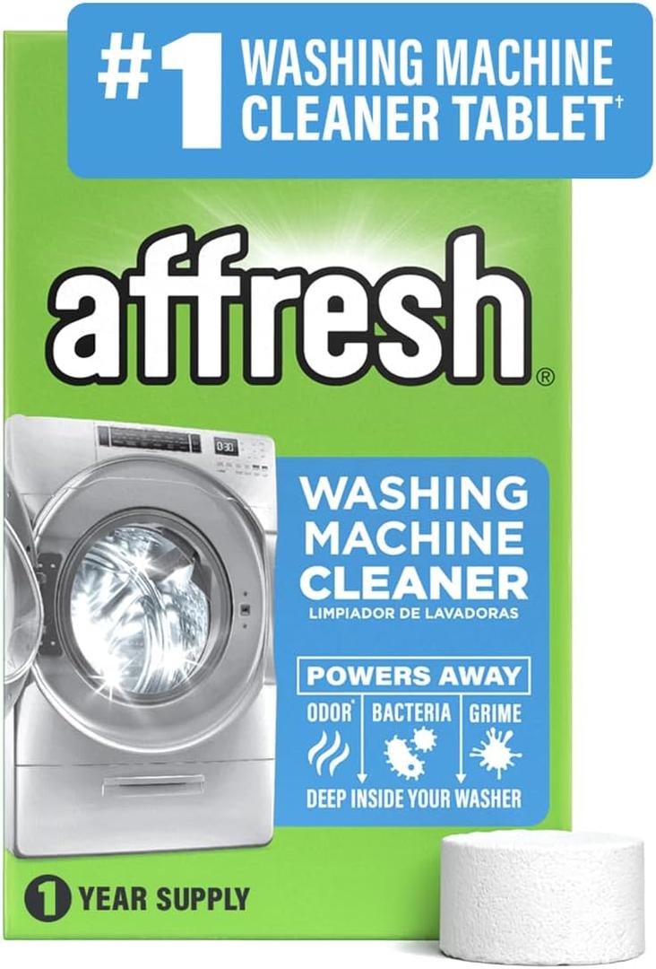 Affresh Washing Machine Cleaner, Helps Power Away Odor Causing Bacteria & Grime Deep Inside Pump, Valve & Hoses, 12 Time Release Tablets, 1 Year Supply