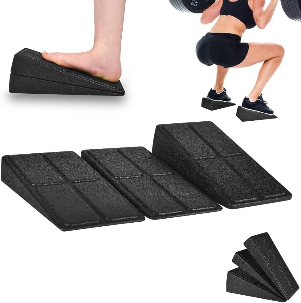 Slant Board Squat Wedge for Calf Stretching3 Pcs 12" x 6.3" Foot Stretcher Balance Board for Plantar Fasciitis, Adjustable Foam Slant Board Wedge Great for Exercises (Black)
