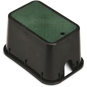 Rain Bird CPVBMST Professional Series 10" Rectangular Sprinkler Valve Box, Black with Green Lid, 10.25" High