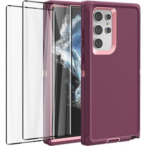 AICase for Galaxy S22 Ultra Case with Screen Protector, Heavy Duty Drop Protection Rugged Shockproof/Dustproof Rugged Durable Case for Samsung Galaxy S22 Ultra 6.8" (Night Purple/Baby Pink)