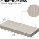 Floating Shelves - Rustic Grey Storage Shelf Set of 2 - 16 Inch Wall Mounted Shelves for Wall Decor & Storage - Wooden Shelves with Invisible Brackets for Living Room, Bedroom, Kitchen, Farmhouse