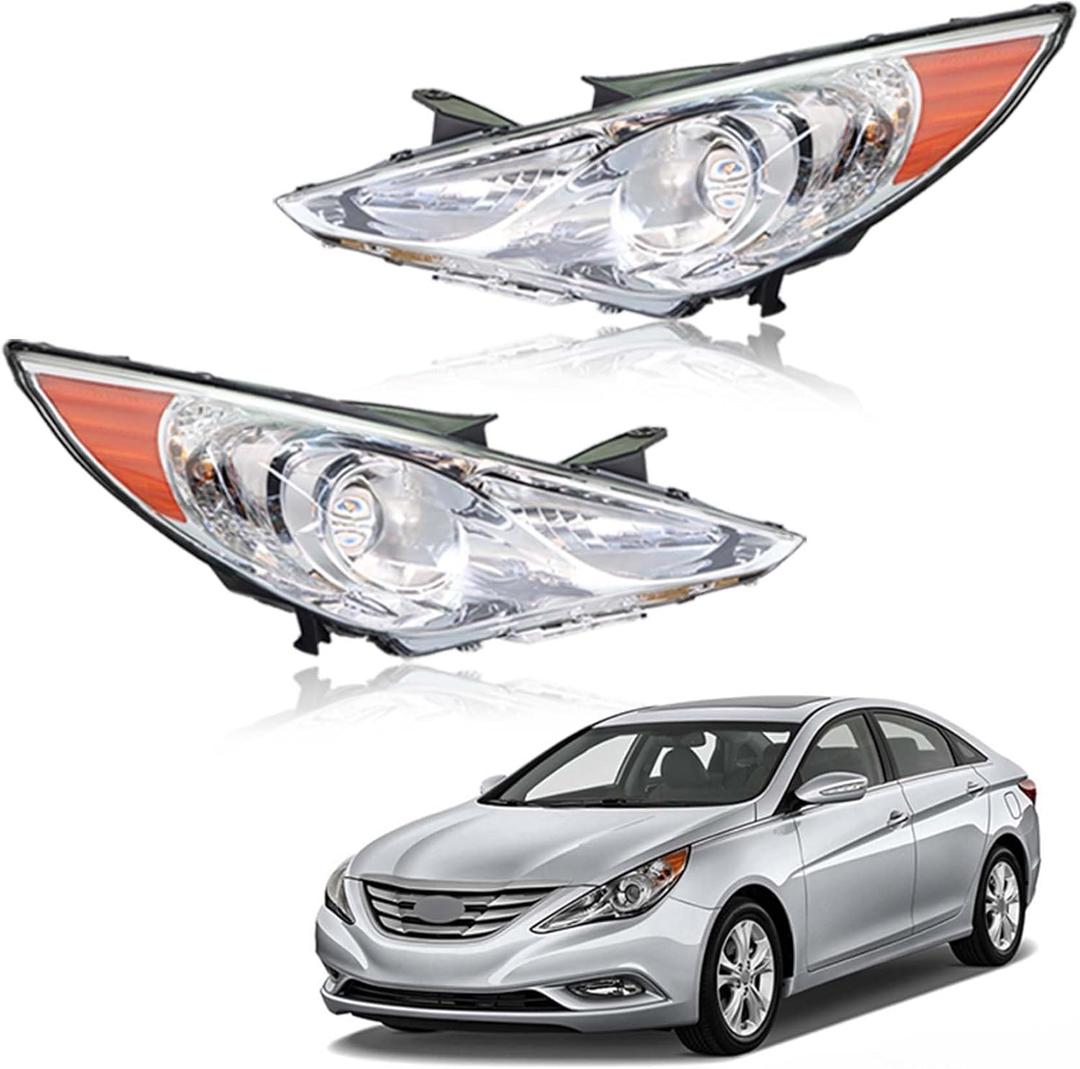 Headlights Assembly with Amber Corner Replacement for Sonata 2011-2014 Headlamps Driver and Passenger Side