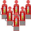 6 Pcs Gas Station Candy Favor Box with 6 Pcs Plastic Test Tubes Race Cars Party Treat Box Gas Station Race Cars Party Goodie Candy Tube for Racing Birthday Supplies(Red)
