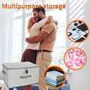 Lockable Adult Toy Storage Organizer Lock Box Toy bags container case with 8 Drawstring Bags 4 Sizes, Large capacity 17.7 x 13.8 x 9.8 Inches (Gray Stripes)