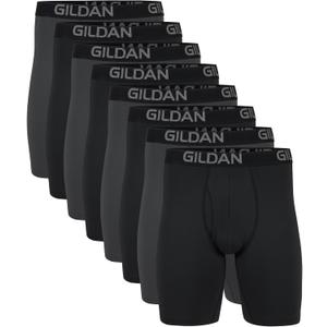 Gildan Men's Underwear Cotton Stretch Boxer Briefs, Multipack (Black Soot/Charcoal Sky (8-pack, Long Leg)) XL