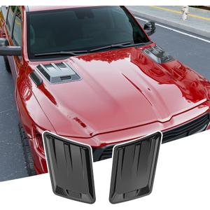 2PCS Hood Air Vent Trim Covers Compatible with 2019-2025 Dodge Ram 1500 Bonnet Air Vent Glossy Carbon Fiber (No TRX RHO) Engine Hood Kit Replacement for 2019-2025 Dodge Ram 1500 Accessories