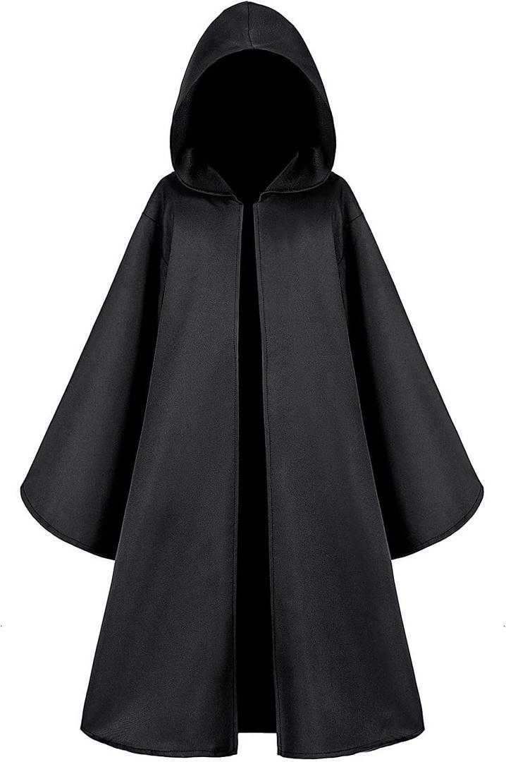 TOGROP Knight Costume for Kids Robe Hooded Cloak Boys Girls Cosplay 12-14 Years (Black)