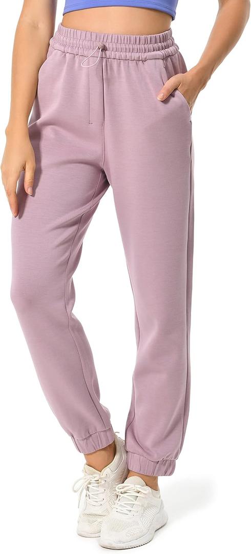 Colorfulkoala Women's High Waisted Ultra Soft Velvra Modal Joggers Running Sweatpants Casual Lounge Pants with Pockets (Elderberry)