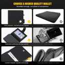 2 x Pop Up Wallet for Men with Buckle, Smart Credit Card Wallet, Mens Minimalist Wallet, Card holder Wallet, ID Window, RFID-blocking(Black) (Oil Wax Leather)