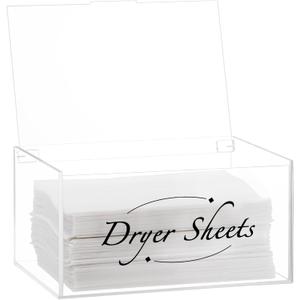 Laundry Sheet Holder - Clear Acrylic Dispenser with Lid, Dryer Sheet Box for Laundry Room