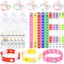 Soulchen 50 Sets Welcome Back to School Silicone Charm Bracelets Gifts Set, Adjustable Rubber Wristband Bracelets with Hole, Organza Bags, Welcome Label Tags for Class Student Reward Party Birthday