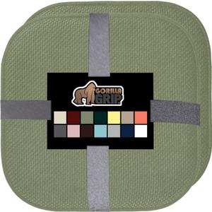GORILLA GRIP Slip Resistant Chair Cushions, No Ties Required, Memory Foam Pads for Dining Room, Kitchen Table, Office, Rocking Chairs, Plush Seat Cover Cushion Pad, Home Decor, Set of 2, 16x16, Sage