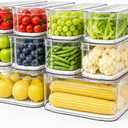 SMRCAD Fridge Organizers and Storage, 10 Pack Clear Organizer Bins with Lids for Kitchen, Pantry, Refrigerator, Food, Fruit, Vegetable Storage