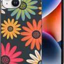 Compatible with iPhone 15 Plus Case, Daisy Flowers Cute Hippie Colorful Abstract Peace Sign iPhone Case Slim TPU Shockproof Protective Cover for Women Girls (Pattern-2)