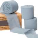 KEOSREE 3 Rolls Dusty Blue Handmade Chiffon Ribbon,1.5" x 21Yd Frayed Fringe Silk Ribbons (3 Rolls *7Yd) for Gifts Wrapping, Wedding Invitations, Bridal Bouquets, Decorations