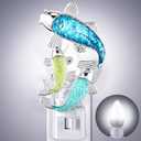 Fish Night Light, Beach Night Light, Plug into Wall Lamp with Manual Switch, LED Energy Saving Bulb and 360° Rotating Plug, Beach Theme Nautical Decor for Kids Bedroom, Bathroom, Hallway