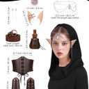 SOMSOC Women Renaissance Halloween Fairy Costumes Medieval Hooded Robe Lace Up Dress Accessories Set Cosplay (Small, Black)