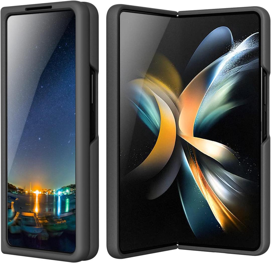 Case for Samsung Galaxy Z Fold 3, Compatibile with Galaxy Z Fold 3 Liquid Silicone Dual Layer Hybrid Hard PC Soft Slim Fit Protective Cover for Women Men, Black