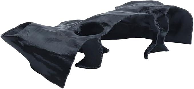 Saim Aquarium Cave Decor – 3D Printed Fish Hideout Tunnel for Betta, Guppy & Corydora Catfish – Natural Curved Shrimp Hideout with MultiHole Design Fish Tank Underground Corner Cave (Black, Medium)