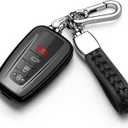 For Toyota Key Fob Cover with Keychain Soft TPU Key Shell Case,For 2019-2026 Rav4 2020-2022 Highlander Corolla Prius 2018-2024 Camry C-HR Avalon GT86 2021-2024 4runner(Black)