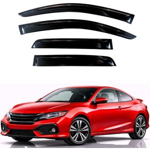 KPY Rain Guards Fit for 2016-2020 Honda Civic Coupe, Out-Channel Window Visors Vent Wind Deflectors 4PC, Car Accessories for 16-20 Civic Coupe (Coupe Only)