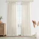 Joywell Linen Pinch Pleated Light Filtering Curtains 108 Inches Extra Long,Back Tab Drapes with Hooks for Girls Bedroom Living Room Decor,W50 x L108,Natural Beige,2 Panels 9 FT Floor to Ceiling