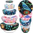 Revahope 5 Pieces Bowl Covers Reusable, 5 Size Elastic Cloth Bowl Covers for Bread Proofing, Food Covers Washable for Food Fruits Leftover (Floral Bird)