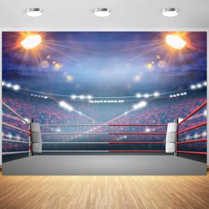 7x5ft Boxing Ring Backdrop Blur Spectator Stadium Light Wrestling Arena Photography Background Kids Birthday Party Man Boys Portraits Decoration Supplies Photo Booth Props