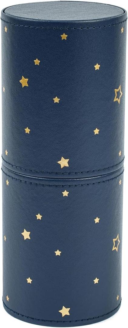 RSRSLEII Portable Makeup Brush Holder, Waterproof PU Leather Travel Makeup Brush Case Bag Cup, Brush Storage Dustproof Bag (06Deepblue Star)