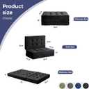 MAXYOYO 6" Folding Sofa Bed for Floor, Tufted Tri-Fold Floor Mattress with Chenille Fabric, Twin Size Portable Sofa Couch Guest Mat for Adults, Foldable Topper for Camping, Black, 35.4"x75"