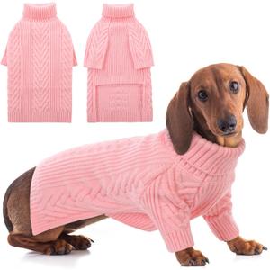 ASENKU Dog Sweater, Dog Sweaters for Medium Dogs, Warm Pullover Doggie KnitTurtleneck Warm Clothes for French Bulldog, Boston TerrierPink, M