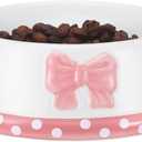 Reallnaive Pink Bow Ceramic Bowl for Small Dog and Cat Cute Bowtie Pet Bowl for Food Water Macaron Pink Dish Pets Feeding Bowls Suitable for Small Cat Dogs(1 Pcs)