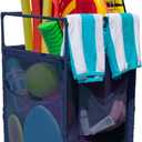 Essentially Yours Rolling Pool Noodle Storage Organizer Bin, Standard Noodle Holder, (25.4" W x 26" L x 40.5" H), Blue Style 510643