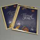 3 x CRTURUNIQ Luxury Navy Blue Thank You Card with Silver Foil - 5x7 Large Blank Note Card with Thick Gold Envelope & Sticker - Premium Heavyweight Cardstock for Wedding, Business, Sympathy & Men