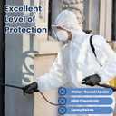 ETERNA Hazmat Suits- Disposable Protective Coveralls with Shoe Covers for Men & Women, PE & PPSB,Shield from Dirt, Dust (Large, White-5pack)