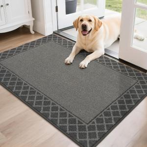 BEQHAUSE Door Mat Indoor Entrance Dirt Trapper Rugs for Entryway Non Slip Welcome Mat Absorbent Floor Mat Low Profile Washable Front Doormat for Dirty Paws, 32" x 48", Grey