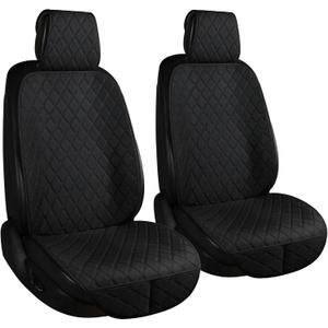 ENOGE Linen Car Seat Covers Front Seat Covers Breathable Cloth Fabric Car Seat Protector Universal Fit Most Automotive, Van, SUV, Trucks (Black, 2 Front)