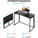 JOYMOOP Black 40" Folding Desk, No Assembly Small Foldable Desk for Home, Office, Wooden Top Folding Computer Desk for Working, Writing, Studying - Middle Size, 40" Width