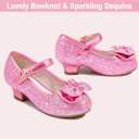 Walofou Flower Girls Wedding Party Heel Princess Shoes Flats for Kid Toddler (3 Big Kid, Pink)