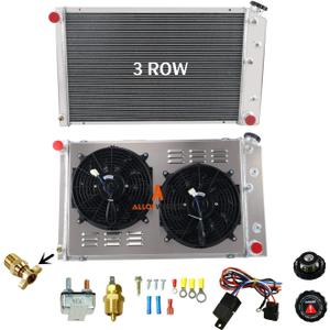 ALLOYWORKS 3 Row Full Aluminum Radiator + 2X12" Fans Shroud + Relay For 1977-1987 Chevy Nova C/K/G/P 10 20 30 40, Buick Century Skylark1977-1980 GMC C/K/G 15 25 35 1500 2500 3500 Suburban Radiators