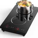 Double Induction Cooktop, 110V Electric Cooktop 2300W Electric Stove Top with 2 Burner Independent Control, Ultrathin Body, 9 Temperature, Multiple Power Levels, 2 Hour Timer, Safety Lock (2 Burner Induction Cooktop)
