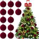 Dazftiey 12 PCS Red Velvet Ornaments for Christmas Tree Decorations, Elegant Red Velvet Christmas Ornaments Balls, Shatterproof Xmas Decorative Hanging Ornaments(2.36 Inch)
