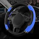 Road Comforts Leather Steering Wheel Cover - Made with PVC Leather - Anti-Slip, Universal Fit 14 1/2 inches to 15 inches - Dark Blue