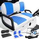 Rosefray Golf Cart Seat Covers for Club Car & EZGO & Yamaha Replace Back/Front seat Cover/Rear Seat Cushions (Blue  &White)