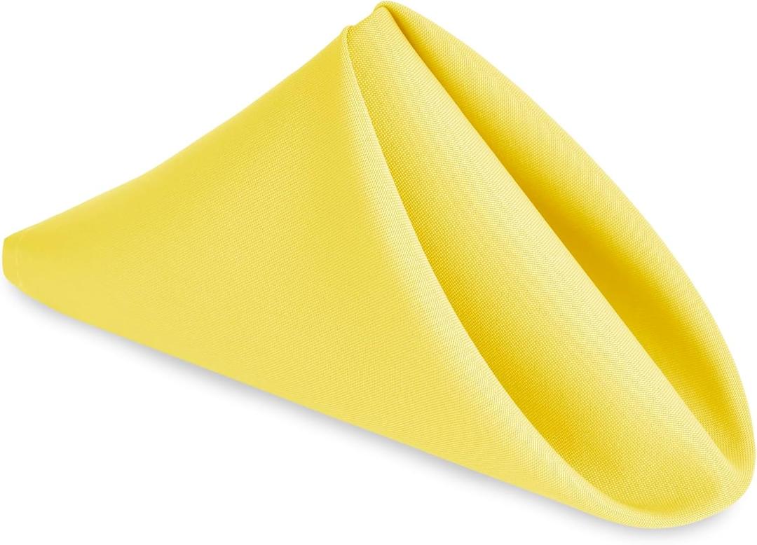 Hiasan Cloth Napkins Set of 6, 20 x 20 Inch, Washable Yellow Dinner Napkins with Hemmed Edges for Restaurant, Wedding and Holiday